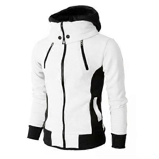 Jaquetas masculinas com zíper 2023, outono inverno, casacos casuais de lã, jaqueta bomber, gola cachecol, moda, com capuz, vestuário masculino slim fit, com capuz