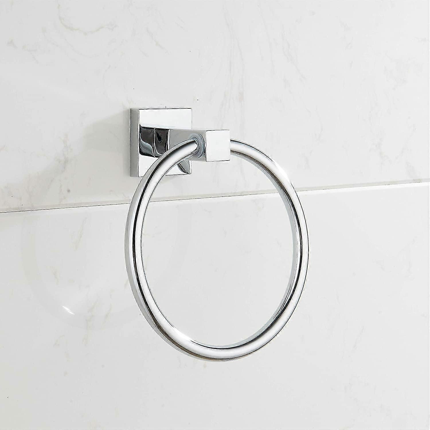 Minimalist chrome wall-mounted towel ring for bathroom