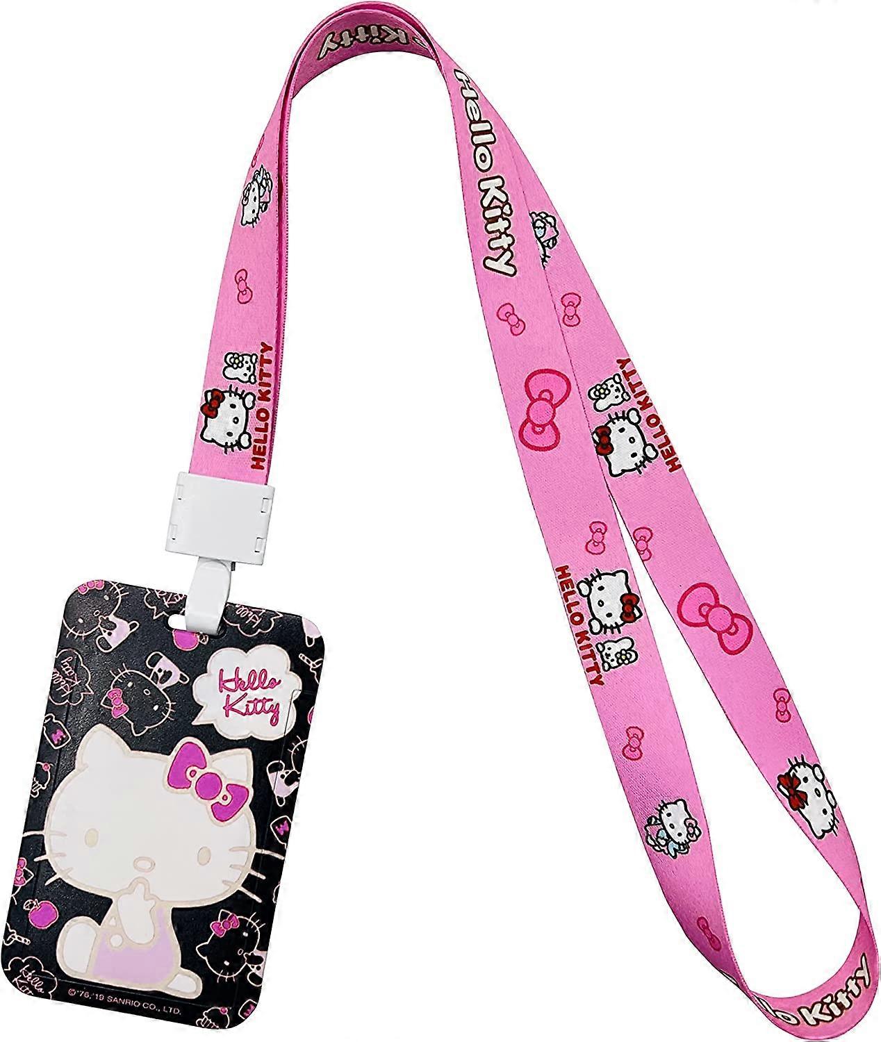 Ubiuo Hello Kitty cordino con porta ID, simpatici cordini per badge identificativi per donne e uomini, cordino porta badge per chiavi, cordino kawa...