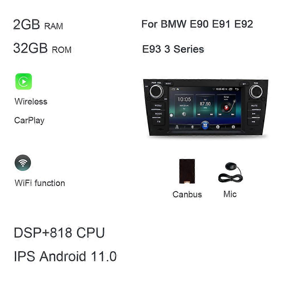 Carplay DSP IPS Android 12.0 8G + 128G 8Core GPS multimedia Lettore DVD per auto Radio Wifi per BMW E90 E91 E92 E93 3 Serie 2006-2012