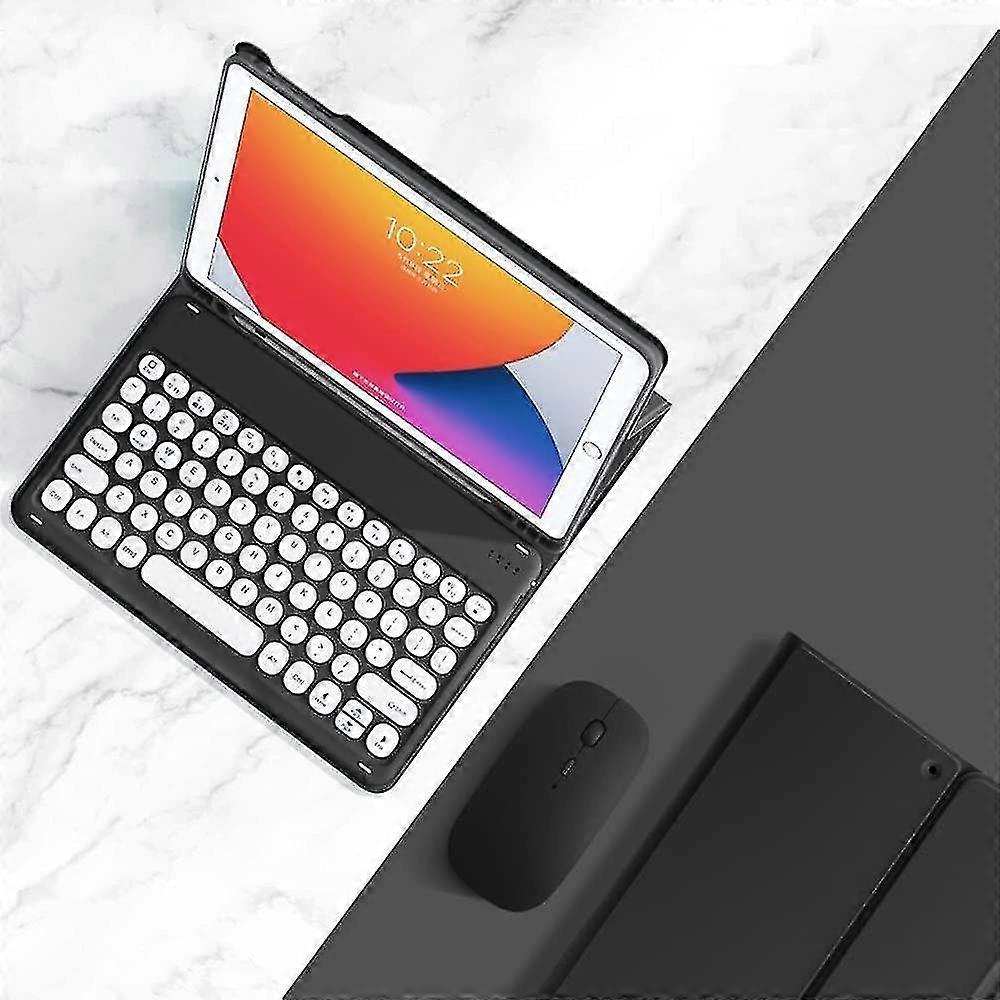 Ipad Keyboard Case With Mouse Retro Round Key Caps Detachable