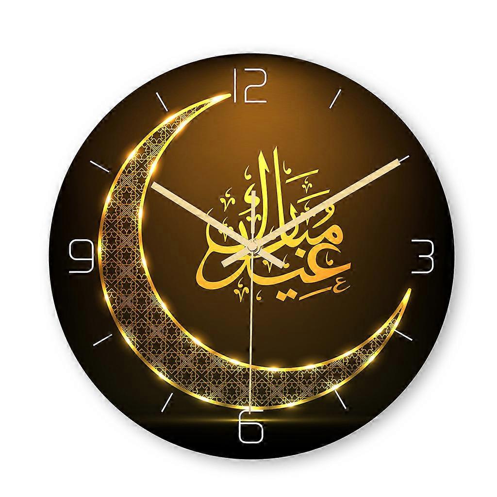 Muslim Pattern Happy Eid Wall Clock Round 3D Acrylic Silent Non-ticking Clock