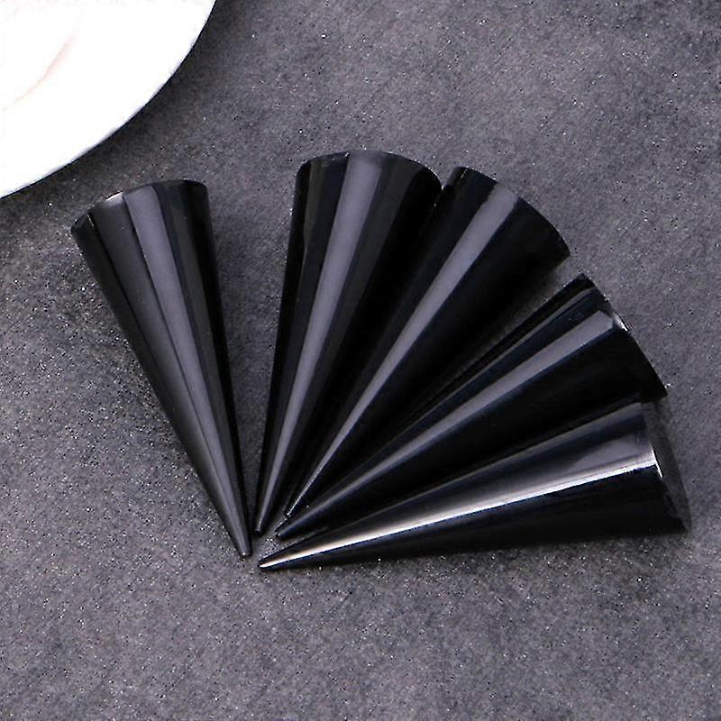 5 Pack Cone Shape Acrylic Solid Ring Display For Jewelry Showcase Display Stand (black)
