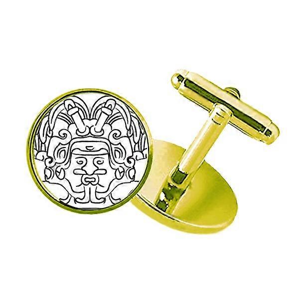 エジプトフィギュアフレスコ画アシンメシンスタッズビジネスメタルカフリンクスゴールデン