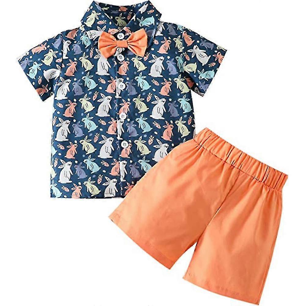 Toddler Baby Boys Summer Easter Short Sleeve Shirts Top + Pants Outfits Shorts Set