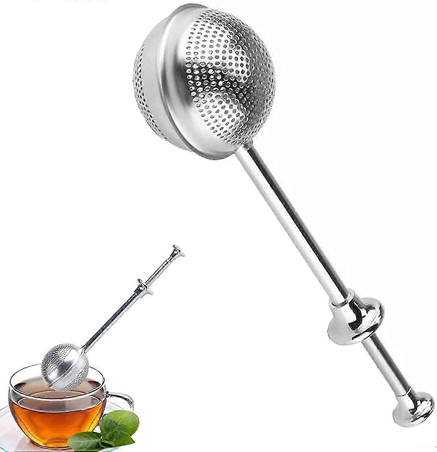 Retractable Tea Strainer With Handle Diffuser Ball Spherical Stainless Steel