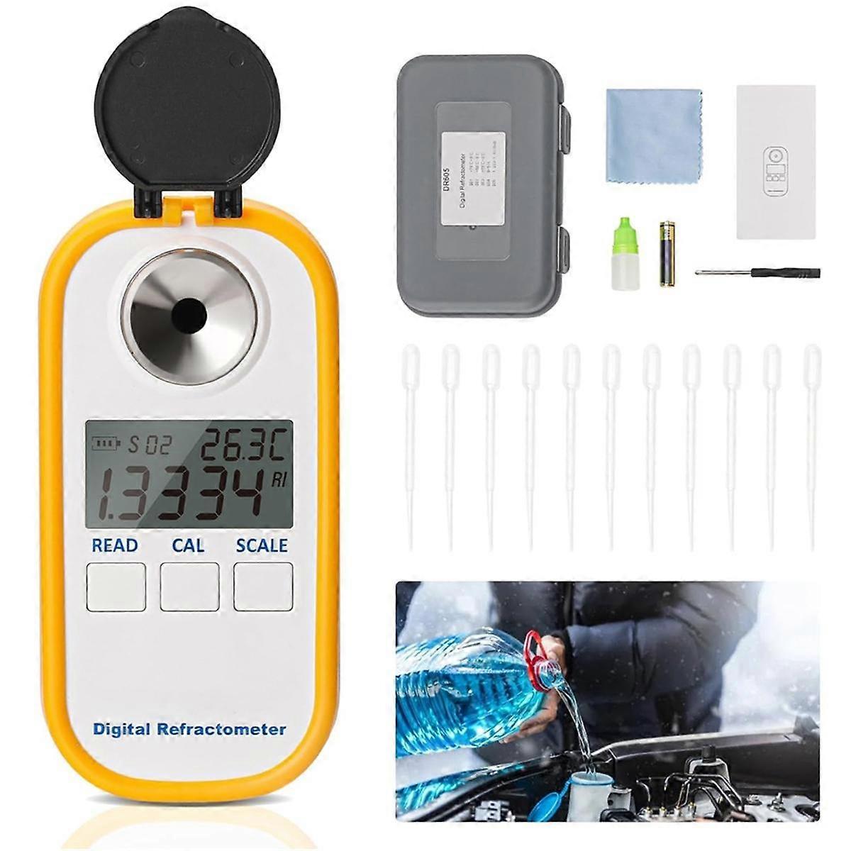 5 in 1 Harnstoff-DEF-Tester-Kühlmittelrefraktometer, digitaler Tester für Kfz-DieselAbgastester-Messung