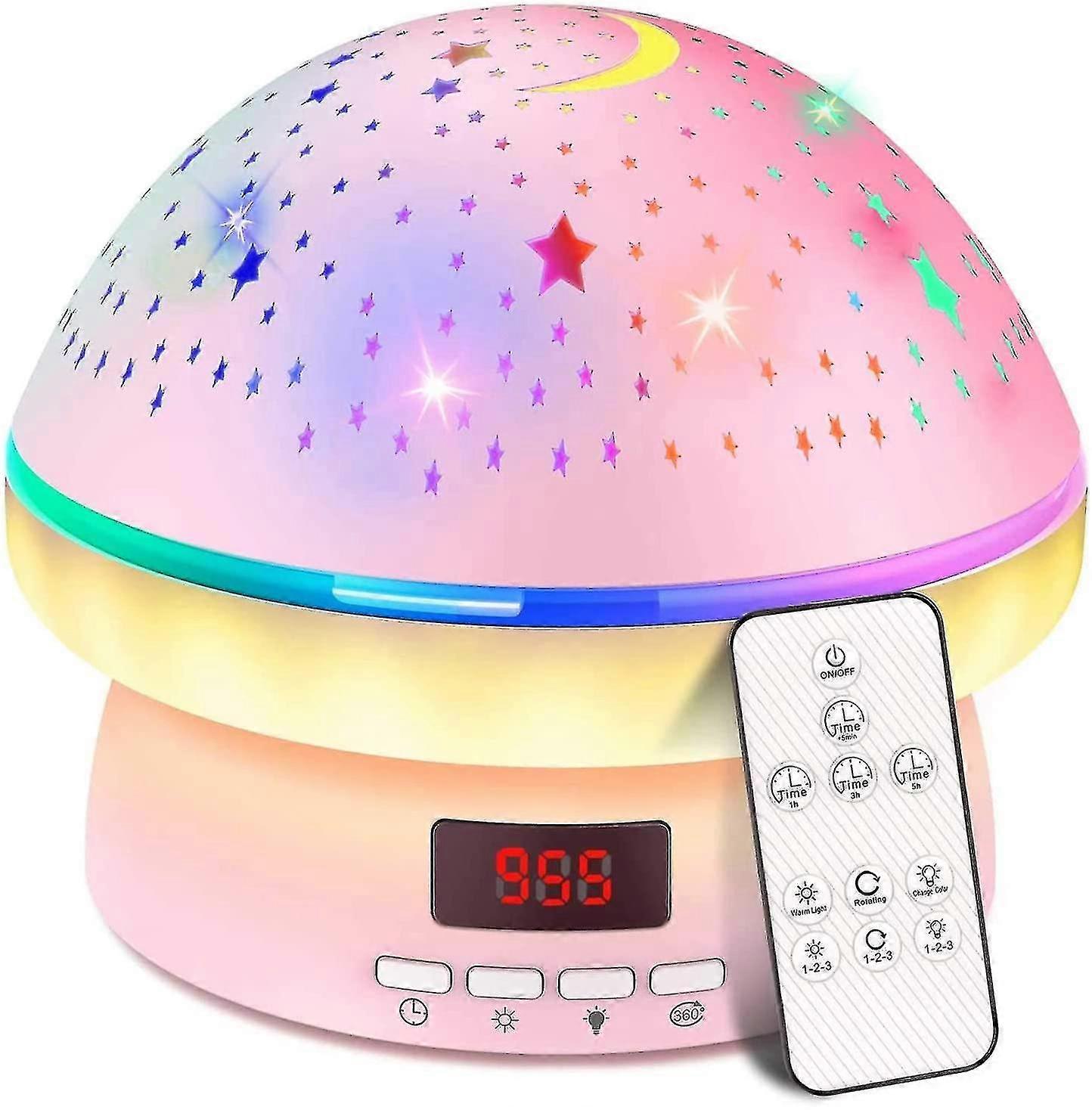 Leker For 3-8 år gamle jenter, timer rotasjon Star projektor Night Light Kids Twinkle Lights, 2-9 Year-rosa