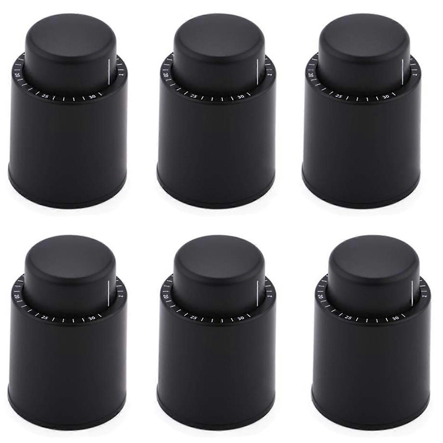 ワインストッパー真空コルクワインコルクワインコルク赤ワインシーリングプラグ、タイムスケールブラック6パックP2021