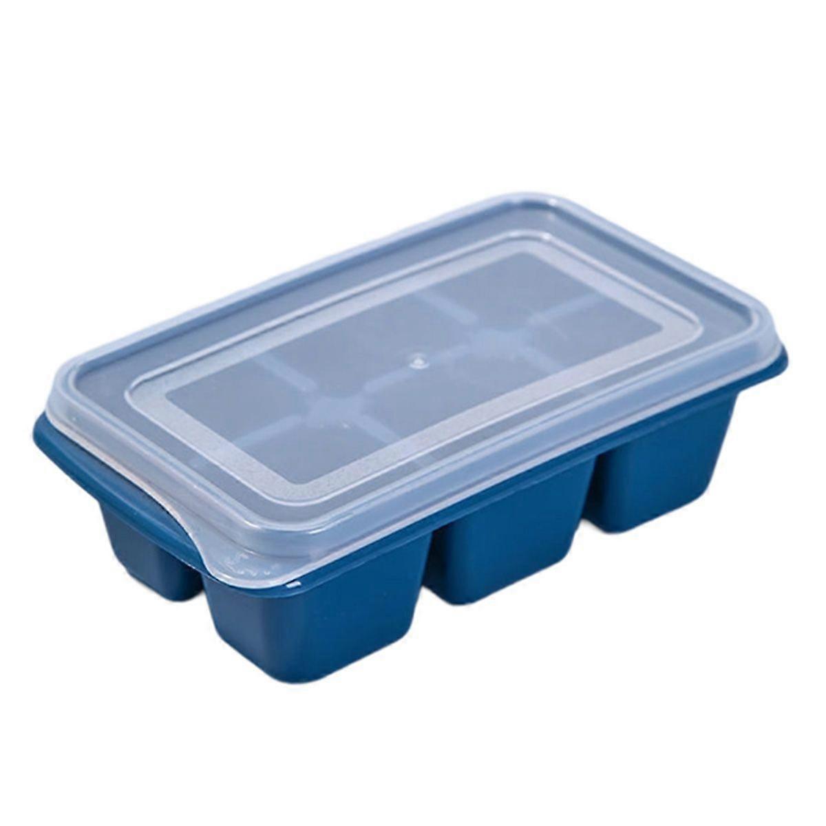 Ice Tray,Easy Cleaning Stackable Design Soft Compact Ice Cube Tray with Lid for Freezer,Blue