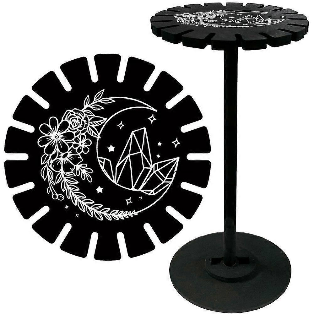 Wooden Wheel Wooden Display Shelf Black Holder Stand Rustic Divination Pendulum Storage Rack Witch Stuff Moon 120x10mm Hole: 20mm
