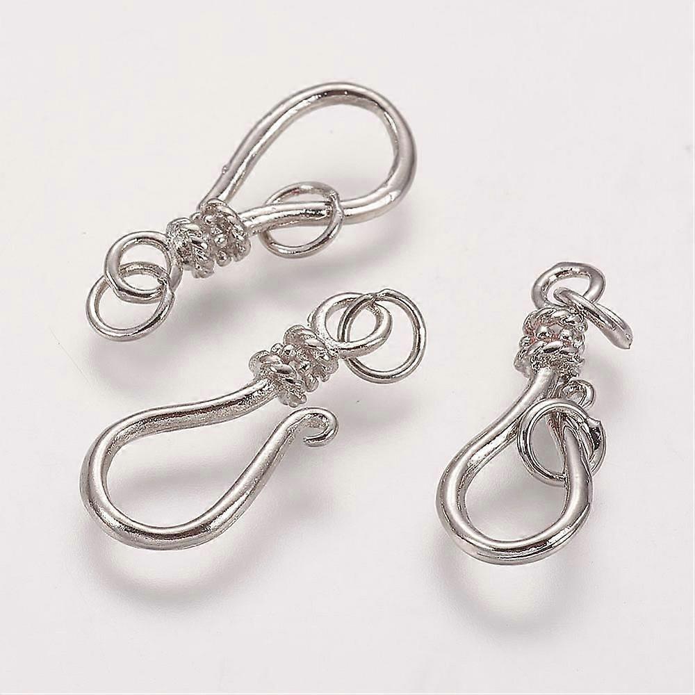 Brass S-Hook Clasps Platinum 20x9mm Hole: 3mm