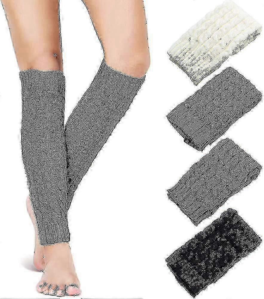 4 זוגות כבל לסרוג רגליים מחממים ליידי חורף סרוג סרוגים גרביים חותלות ארוכות