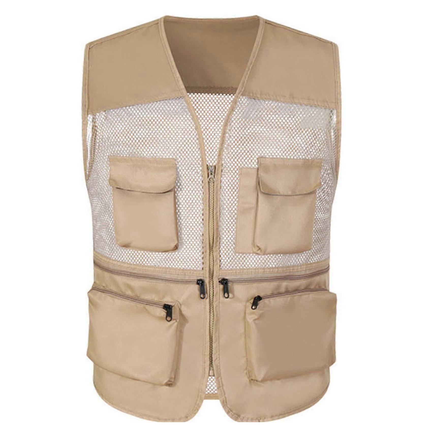 سترات الصيد في الهواء الطلق جاف سريع جاف تنفس متعدد جيب شبكة السترات ، السفر الصيد تنفس جاك