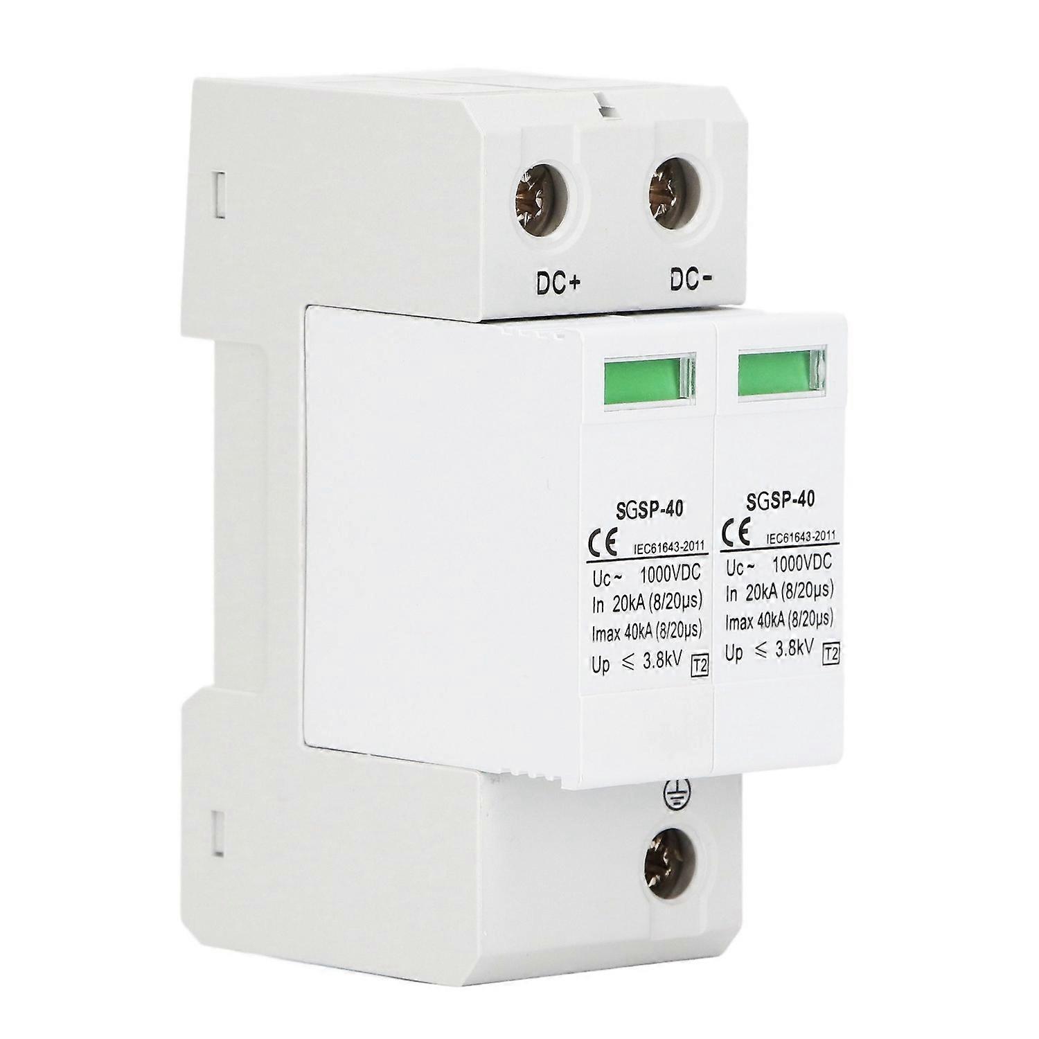 DC 1000V 40KA Surge Protector Arrester Protective Device for Photovoltaic Power System White 2P