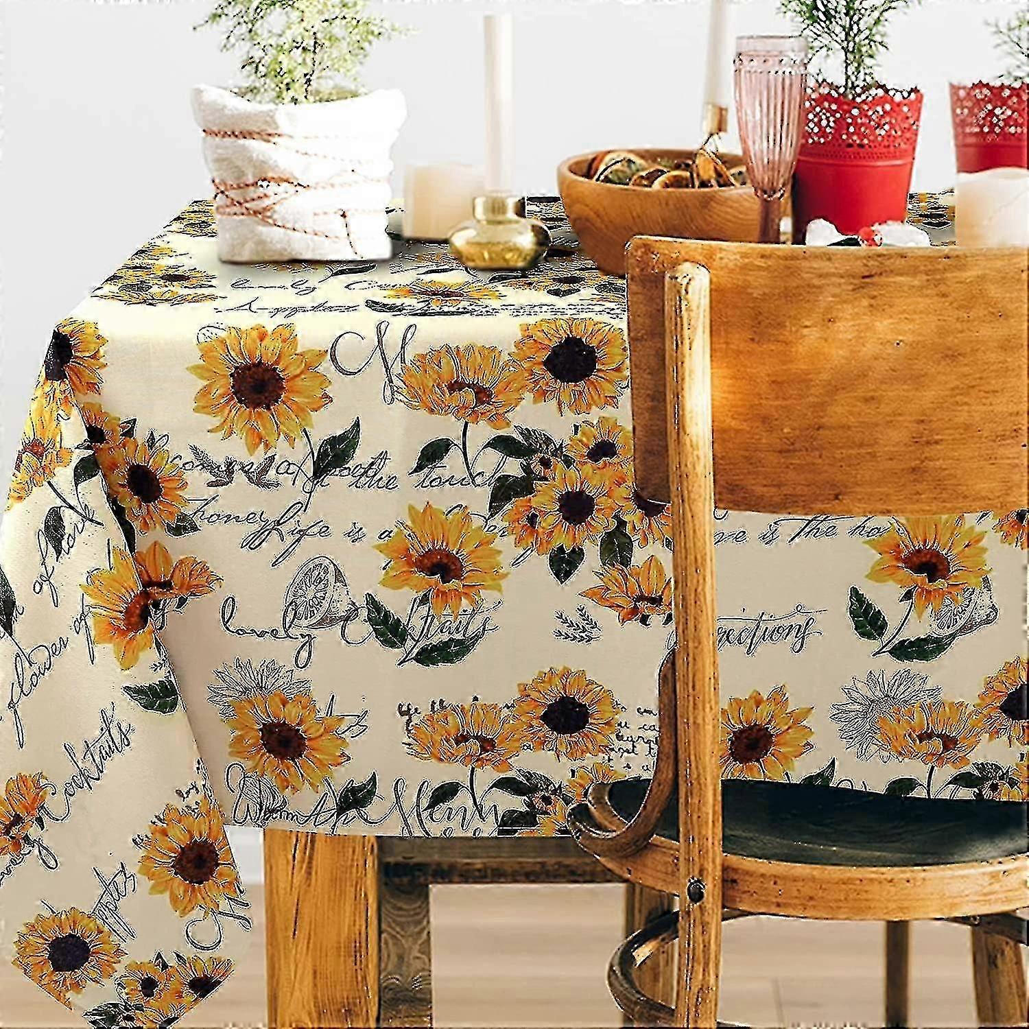 Tovaglia ovale per tavolo ovale Tovaglie impermeabili per sala da pranzo Indoor Outdoor Home Tavolo decorativo Cover-good 60x102 IN girasole 01
