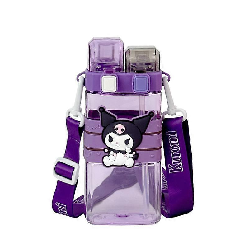 Dual Straw Drinking Cup - White Square with Strap
