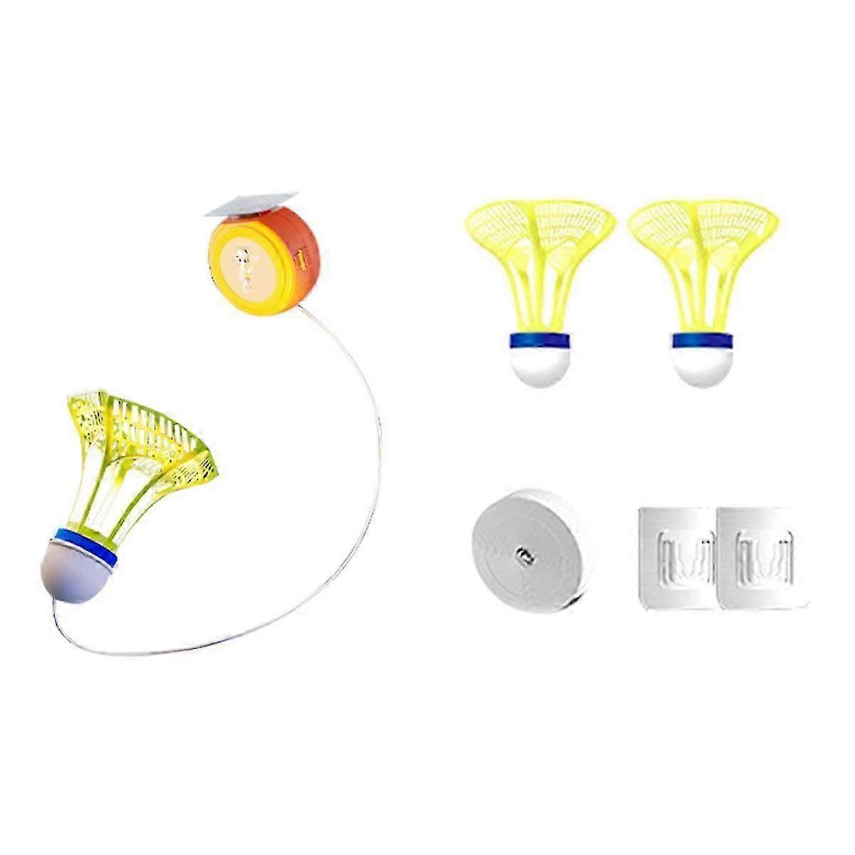 Selfstudy Badminton Trainer Set Telescopic Rod Rebound Practice Aid-Tool for Indoor Beginner