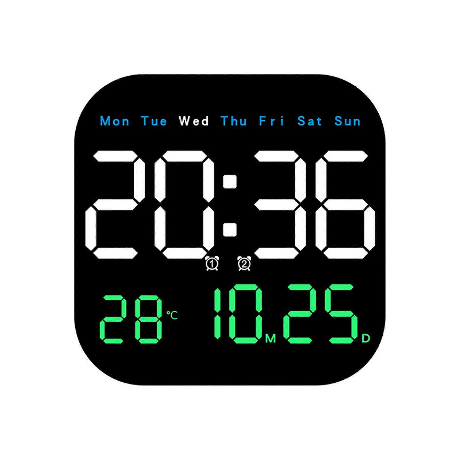 Modern Digital Wall Clock with Remote Control Large Display, Auto Dimming, 10 Brightness Levels Perfect for Home Decor Tricolor