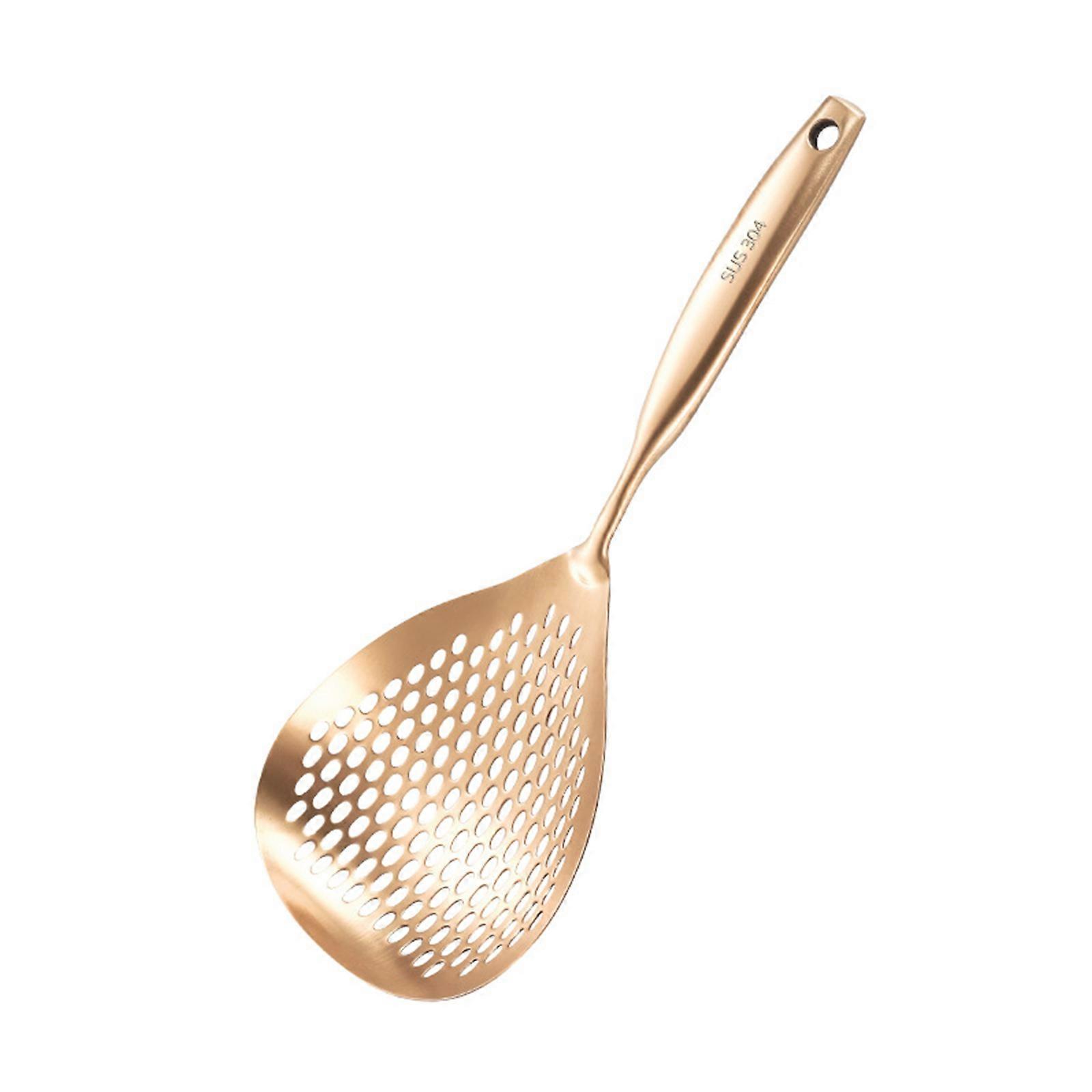 Strainer Skimmer Ladle 304 Stainless Steel Professional Strainer with Hollow Handle for Draining & Frying Cooking Tools  Rose gold