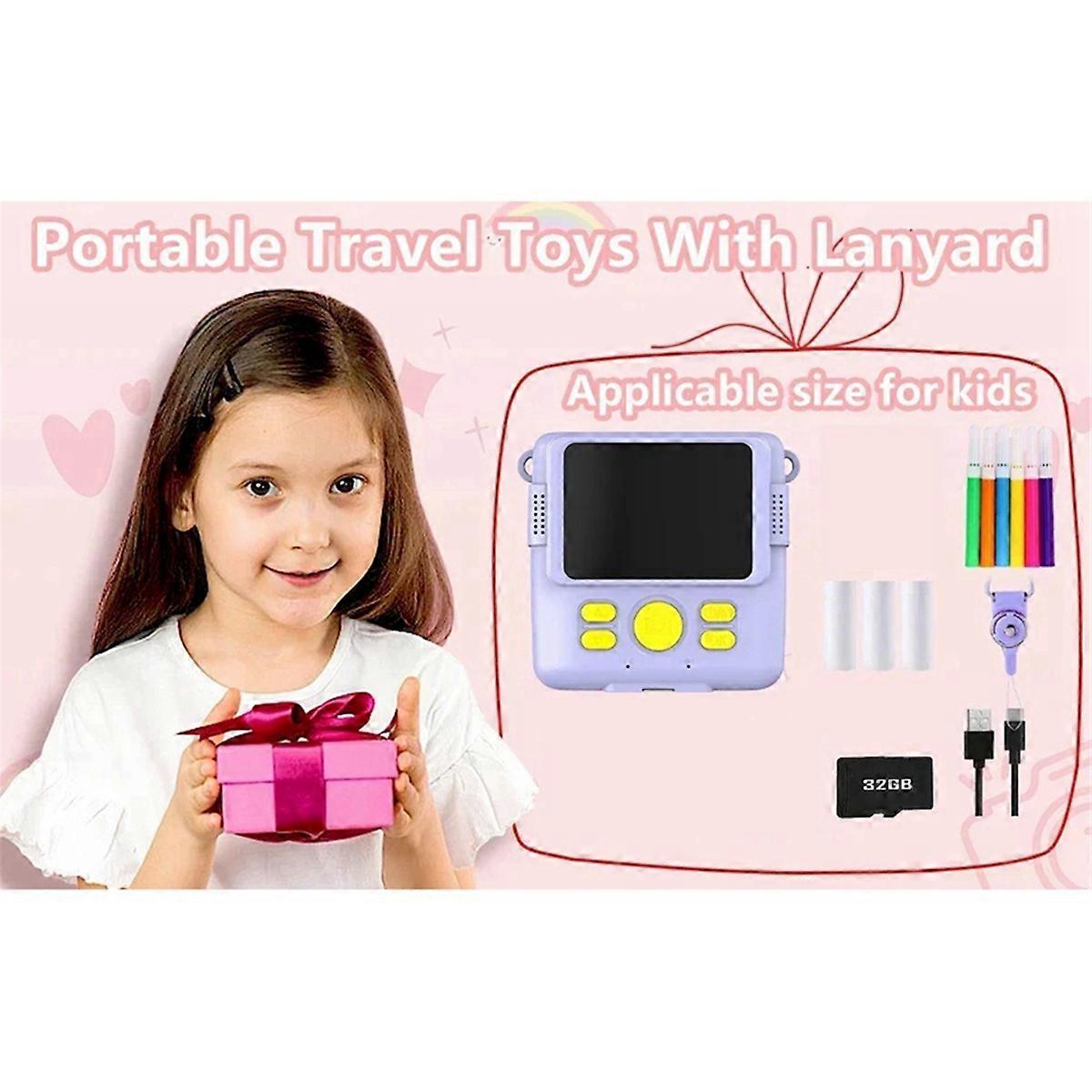 Portable Thermal Printing Camera Mini Fashion Children'S Gift Without 32G Memory Card for Instant Automatic Focusing,A