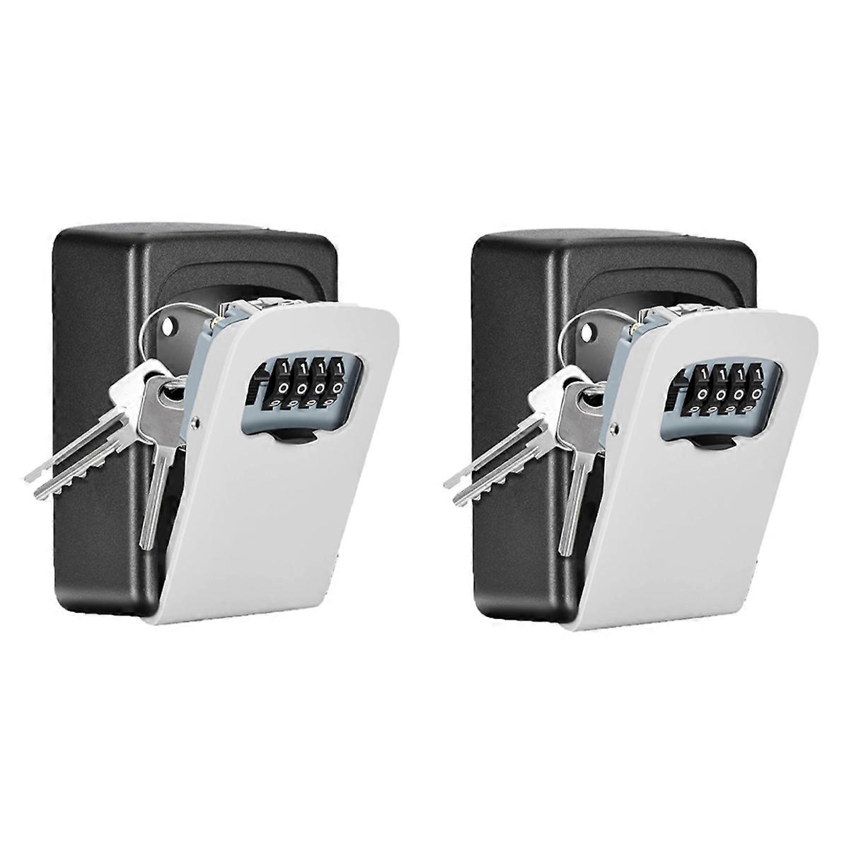 Key Lock Box Wall Mounted, 4 Digit Combination Lockbox for Outside 5 Keys Capacity(Gray, 2 Pack)
