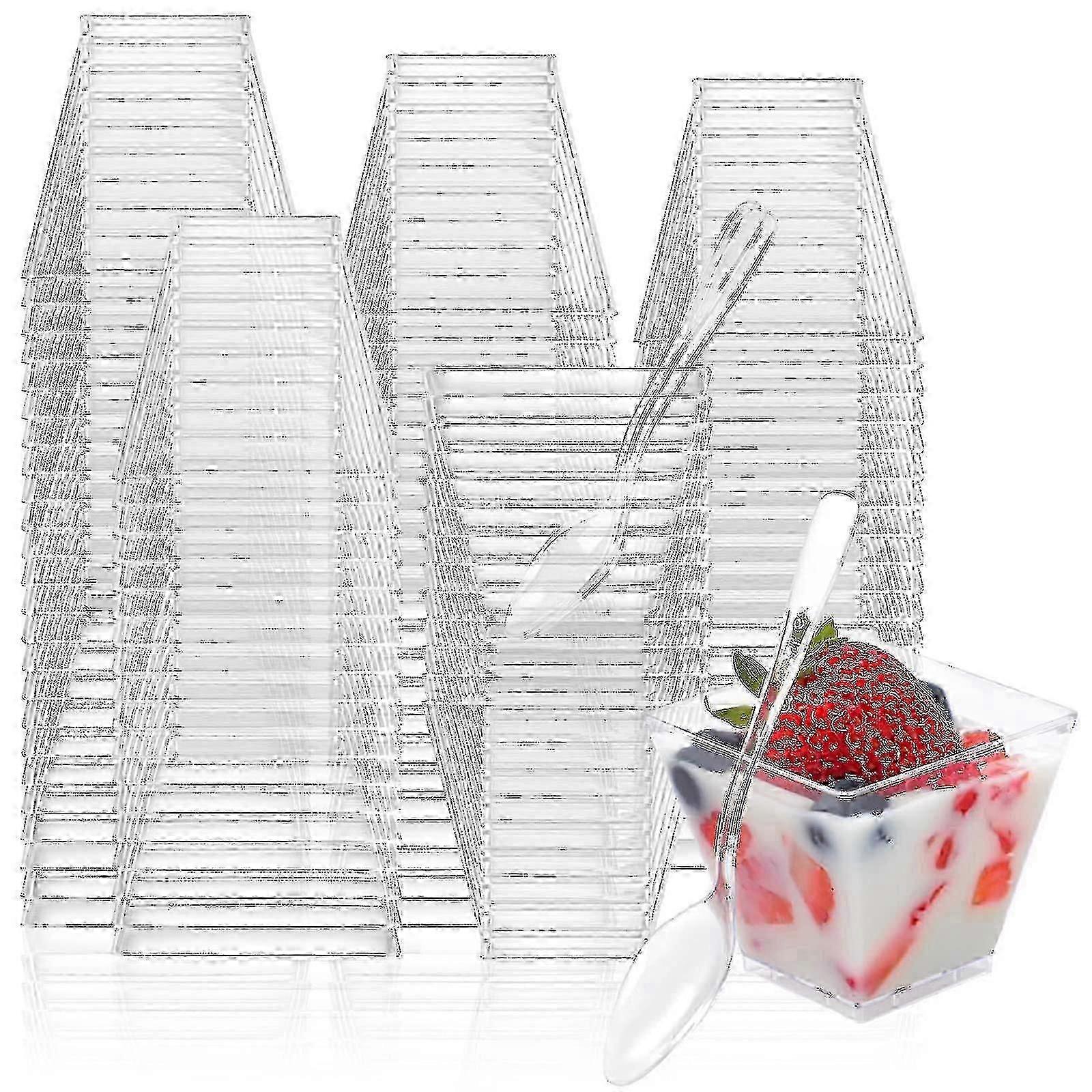 100 Pack 2oz Mini Dessert Cups For Party - Disposable Plastic Shooter Cups For Pudding, Fruit, Ice Cream