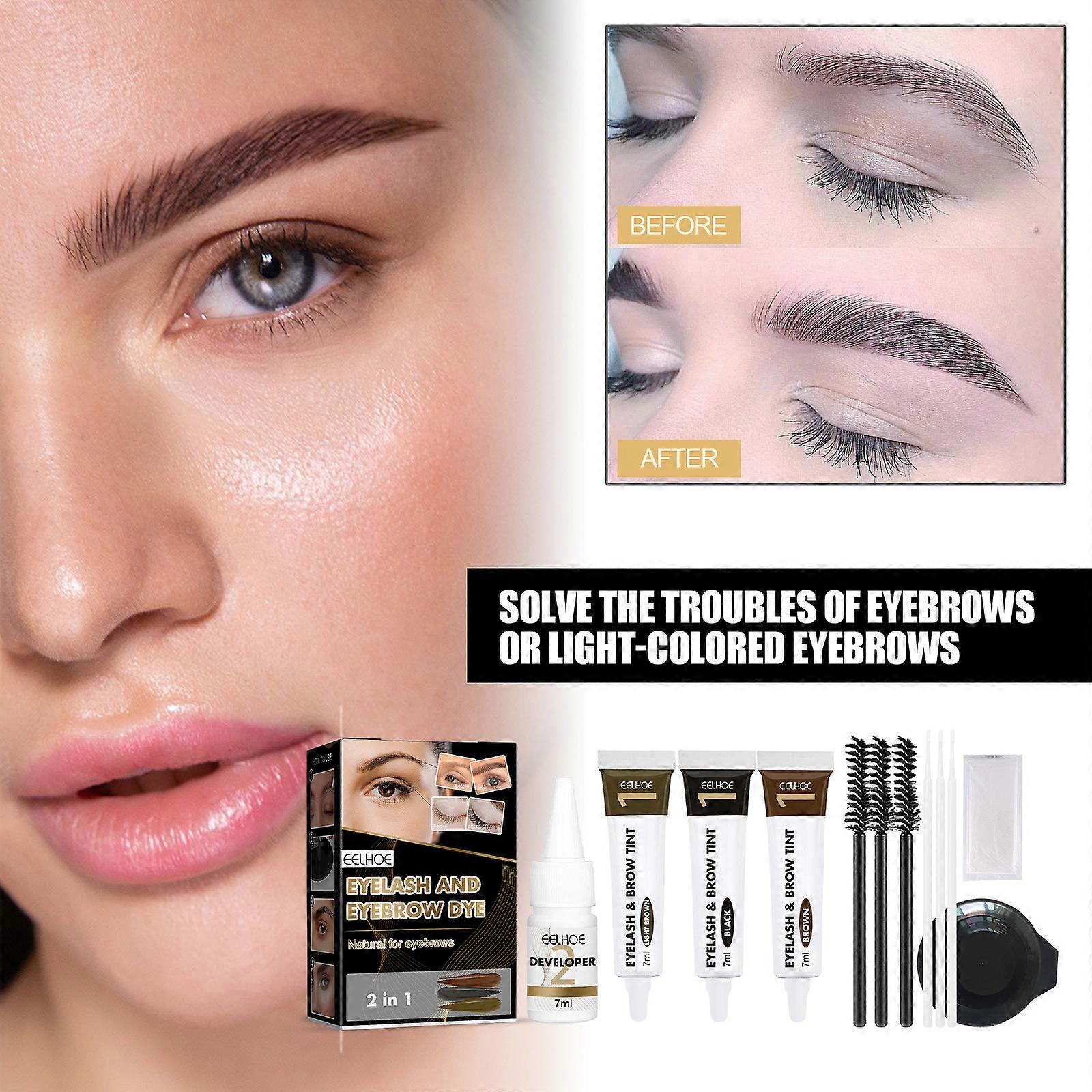 Semipermanent Brow And Eyelash Dyestuff Set In SemiPermanent Brow And Eyelash Color Makeup At Home Weeks Long Lasting For Home And Salon Use PU2876