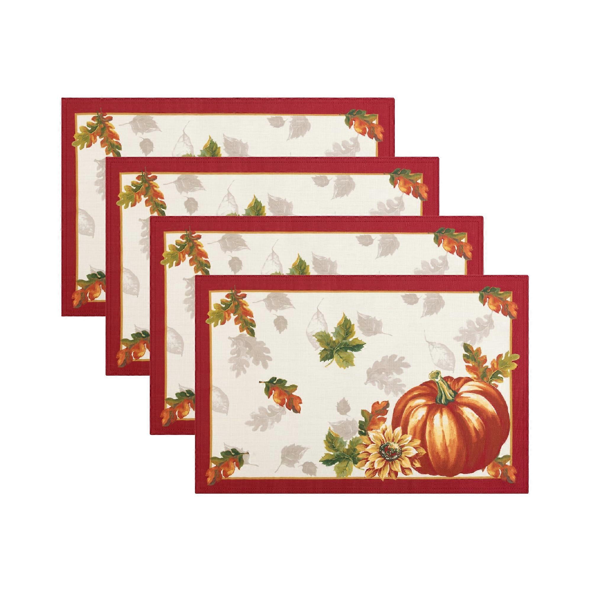 4 Set Swaying Leaves Fall Placemats for Dining Table 13"W x 19"L
