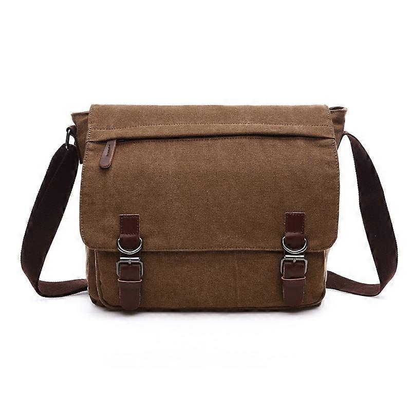 Versatile Canvas Shoulder Messenger Bag Business Computer Bag, Color: Coffee Medium