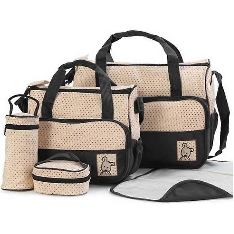 LYT Baby Mommy Diaper Bag - Set of 5pcs - Black - Microfiber - Practical and Durable