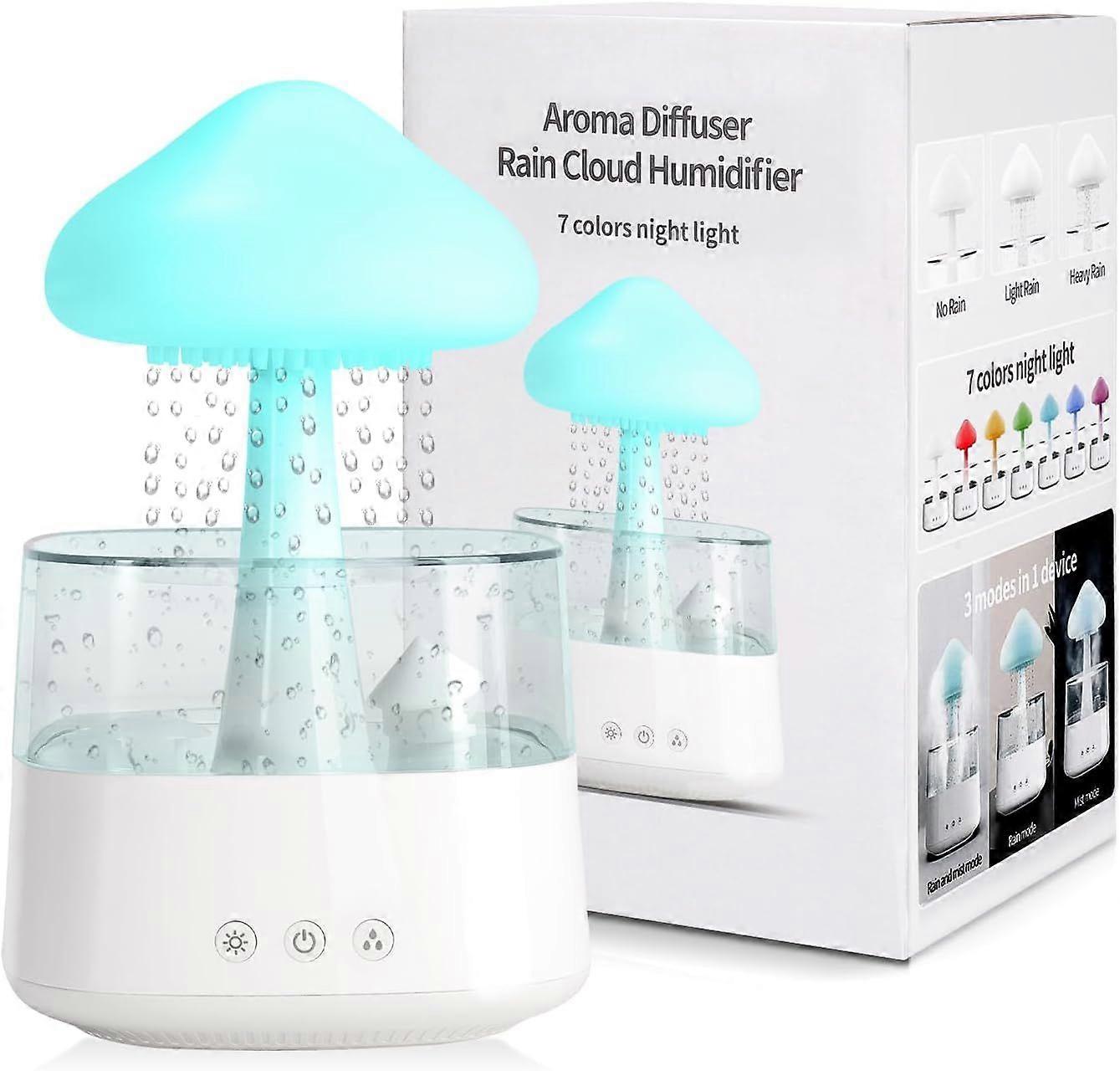 Umidificatore a nuvola di pioggia da 450 ml per diffusore a goccia d'acqua in camera da letto, con 7 colori, suoni di pioggia per dormire