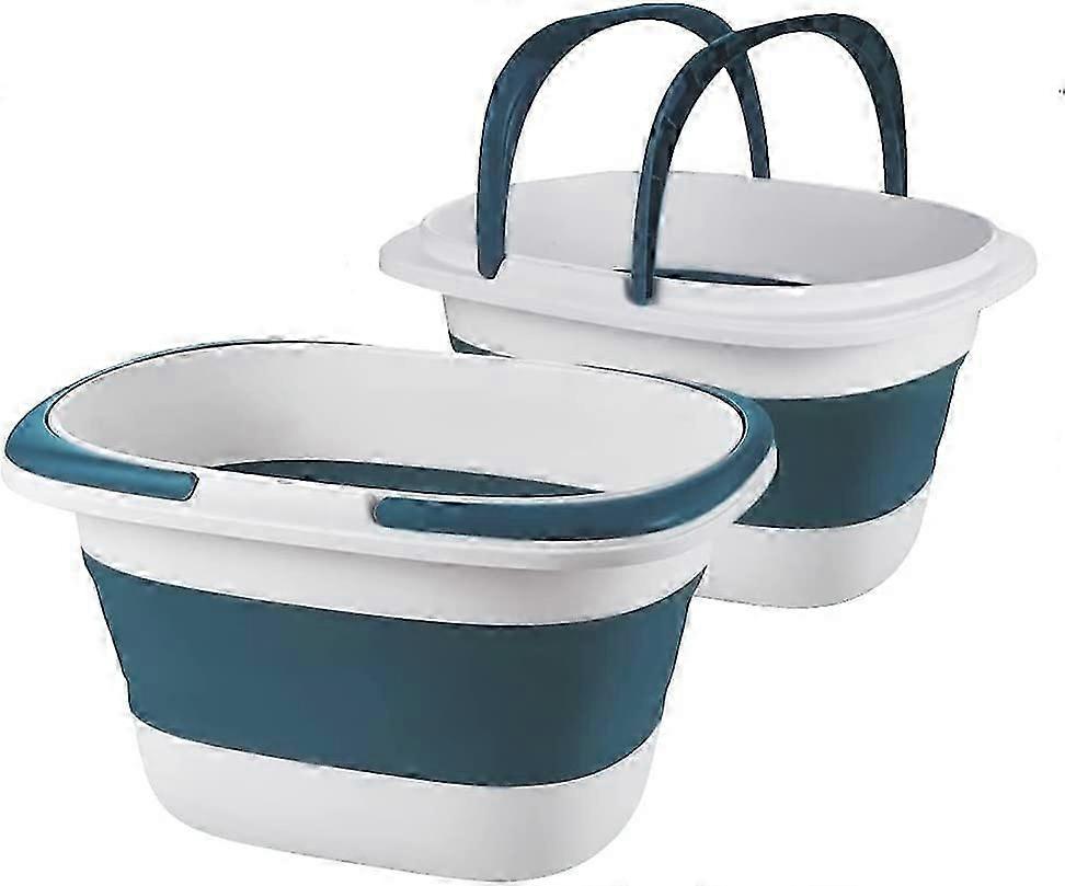 4.2 Gal(16L) 2 Pack Large Collapsible Plastic Bucket with Handle Multiuse Foldable Water Pail/Sink for Camping,Fishing,Ice(2, Blue)