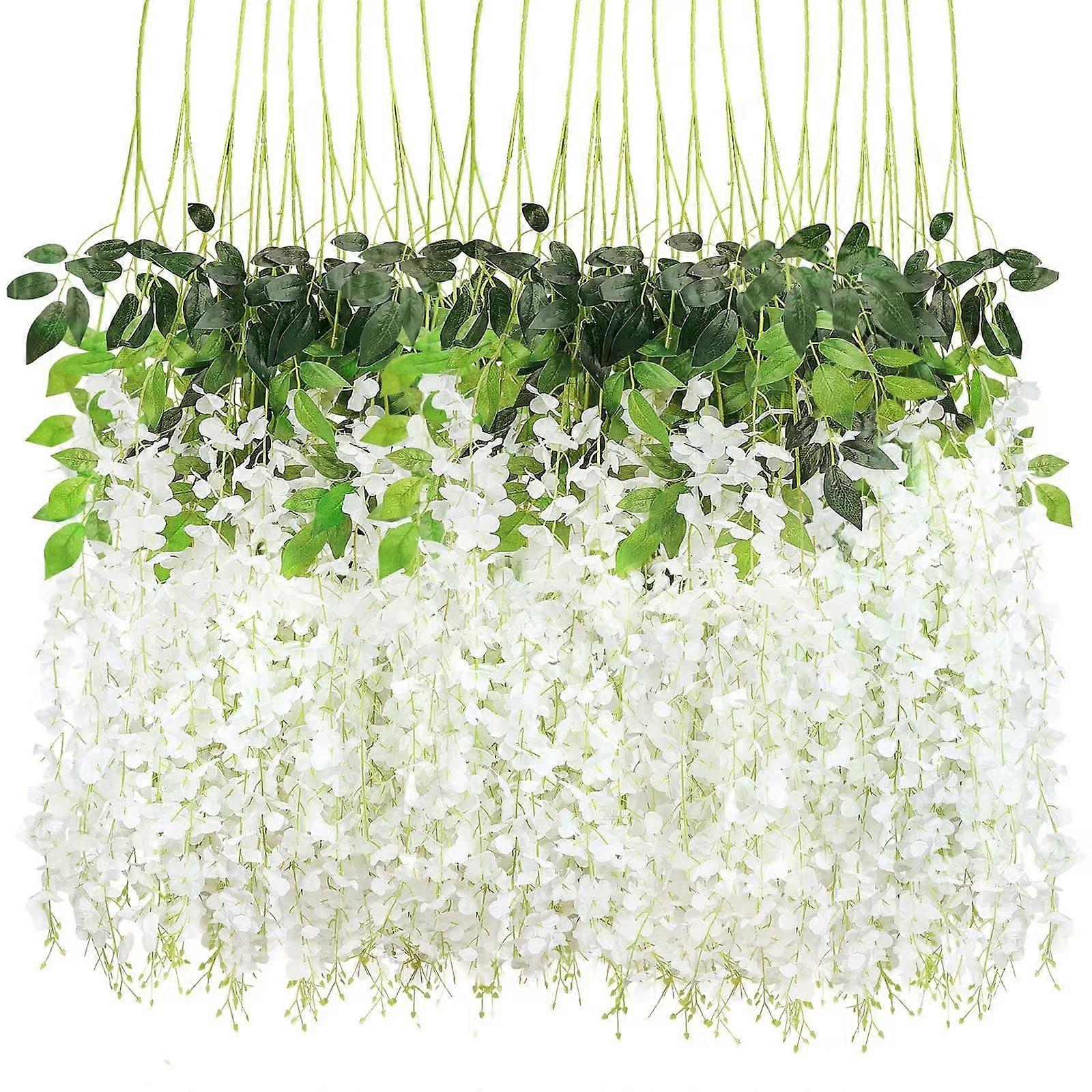 12 Pz 43 in Glicine Artificiale Vite Appeso Fiore Giardino di Nozze Arredamento Colorato