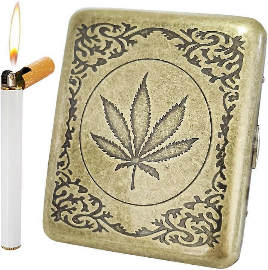 Cigarette Case Box Metal Retro 85mm King Size (18-27 Capacity) Sturdy Double Sided Spring Clip Open Pocket Holder Vintage
