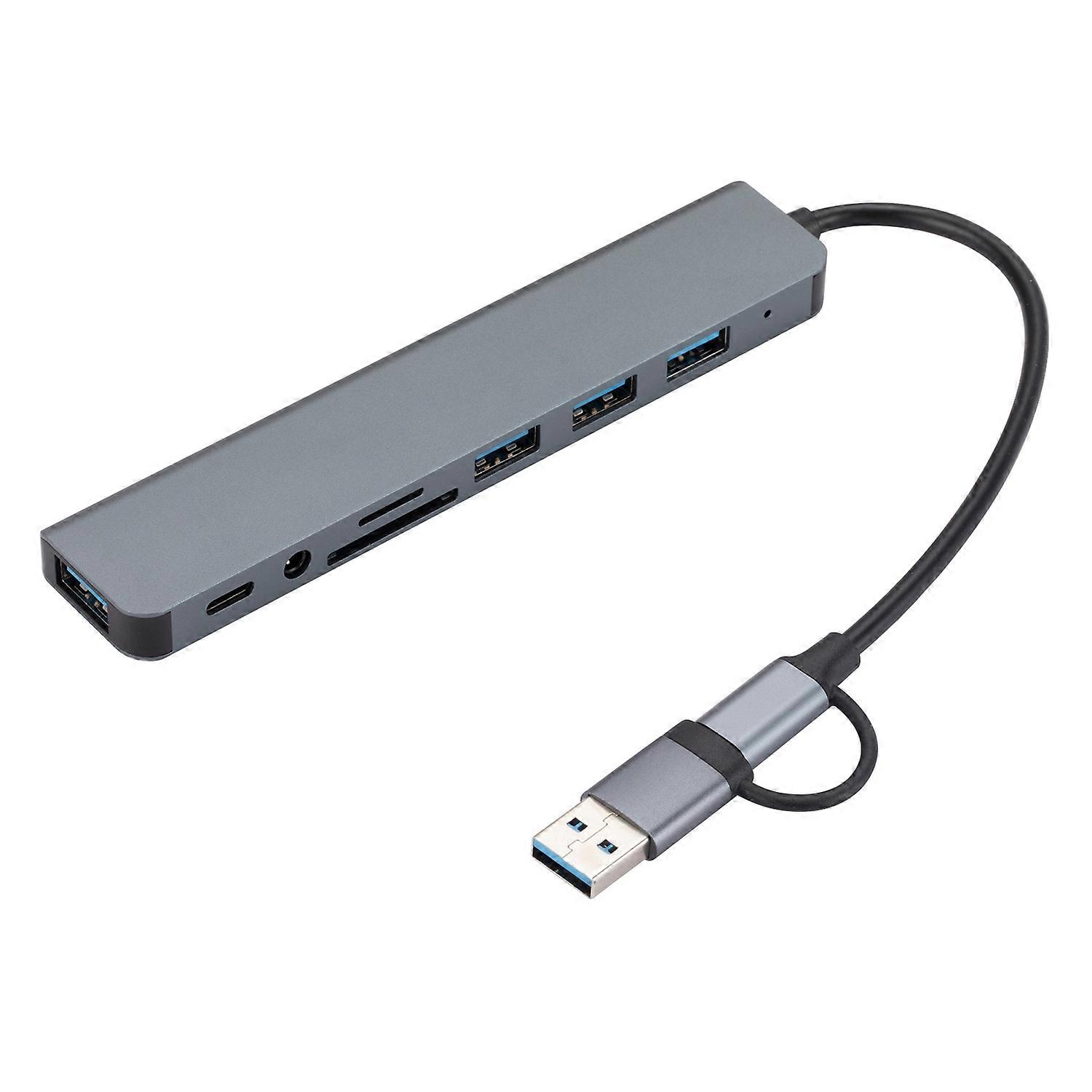 2218 USB/Type-C Docking Station Hub USB3.0+USB 2.0x3+SD/TF+3.5mm Audio+USB-C Adapter