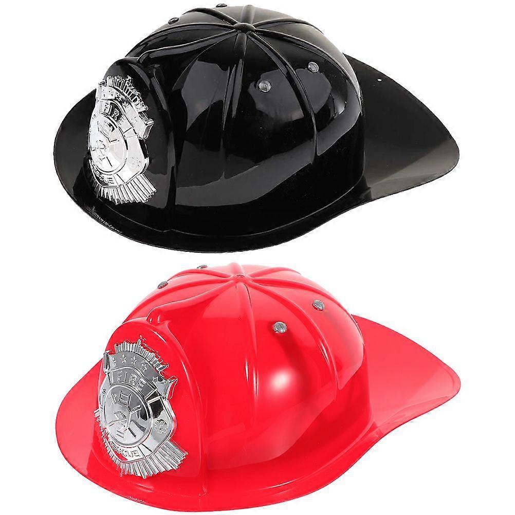 2pcs Plastica Cappello Pompiere Bambini Cappello Pompiere Casco Pompiere per Bambini Cosplay Pompiere Prop