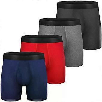 4 Pack Mens Boxer Briefs Cotton Underwear 6No Ride Up Regular Stretch Elastic Wide Band Boxer Briefs