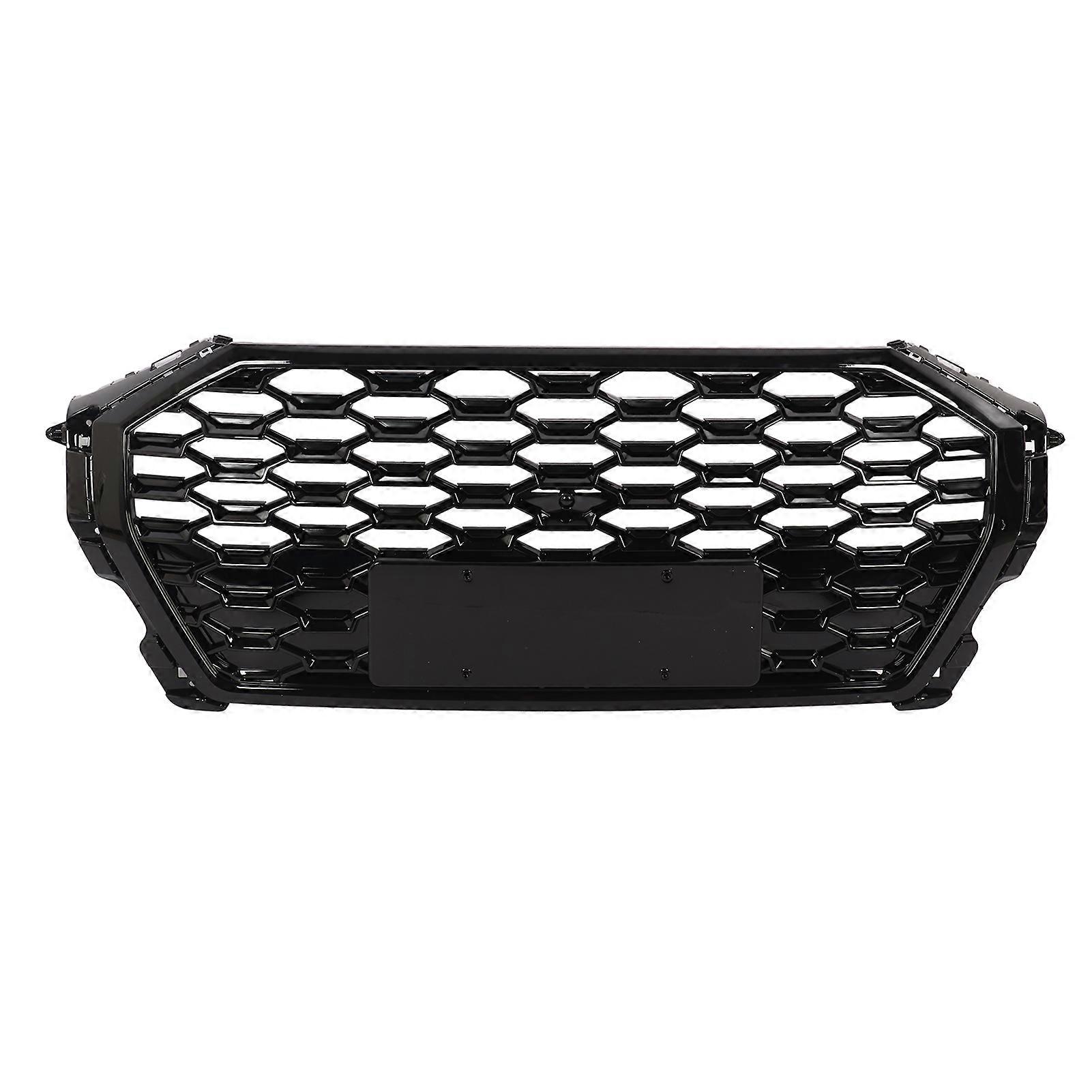 Front Bumper Grille Retrofit RQS3 Style Bumper Hood Mesh Grille with Camera Mount for Q3 F3 Glossy Black