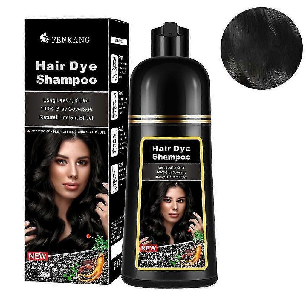 En vask Sort Farvestof Sort Shampoo Hårfarve Farve Til Cover Grå Hvidt Hår 500ml høj kvalitet