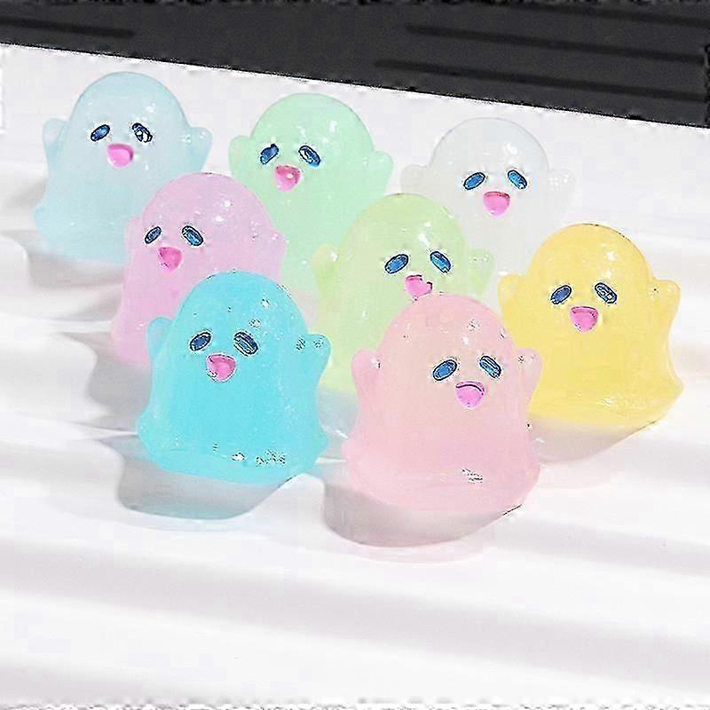 20Pcs 작은 유령 인형 어둠 속에서 빛나는 유령 매력 미니 유령 장식품 할로윈 장식 (혼합 색상)