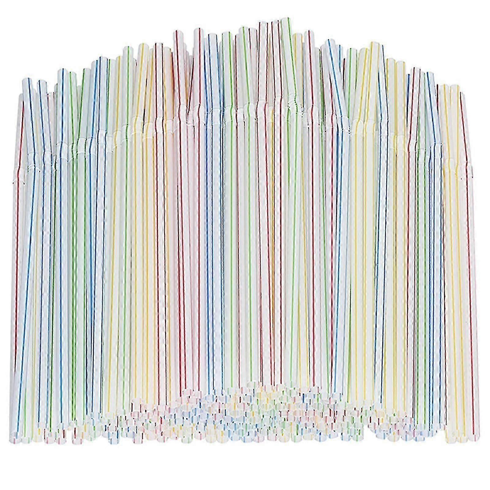 600 PCS Drinking Straw Flexible Reusable Colorful Straws for Kids and Adults Bendable Drinking Straws Multi Colored Striped Flexible Straws