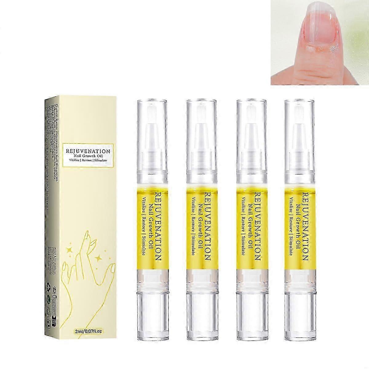 若返りネイルグロースオイル、成長と強度のネイル修理のための4PCSネイルオイル、脆い剥離の細い爪を壊すためのネイルグロースオイル