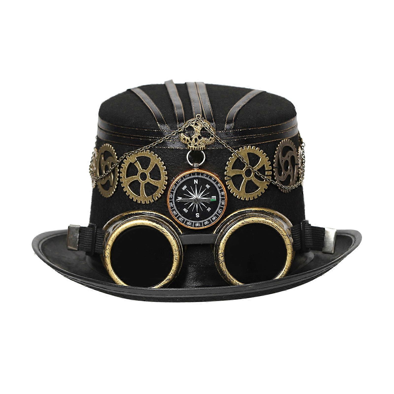 Unisex Top Hat Industrial Age Gothic Compass Cosplay for ComicCon Party Accessories Industrial Age Cap Top Hat  Black S