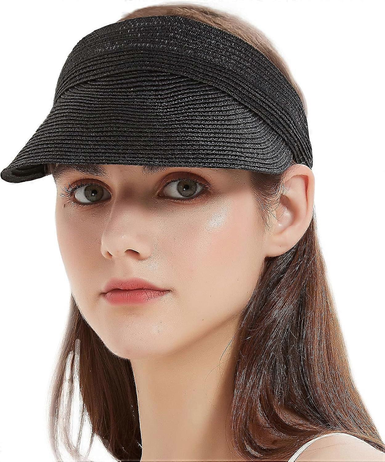 女性の折りたたみ式ロールアップサンハットワイドつばの麦わら帽子ネクタイクロージャー調節可能なゴルフバイザー