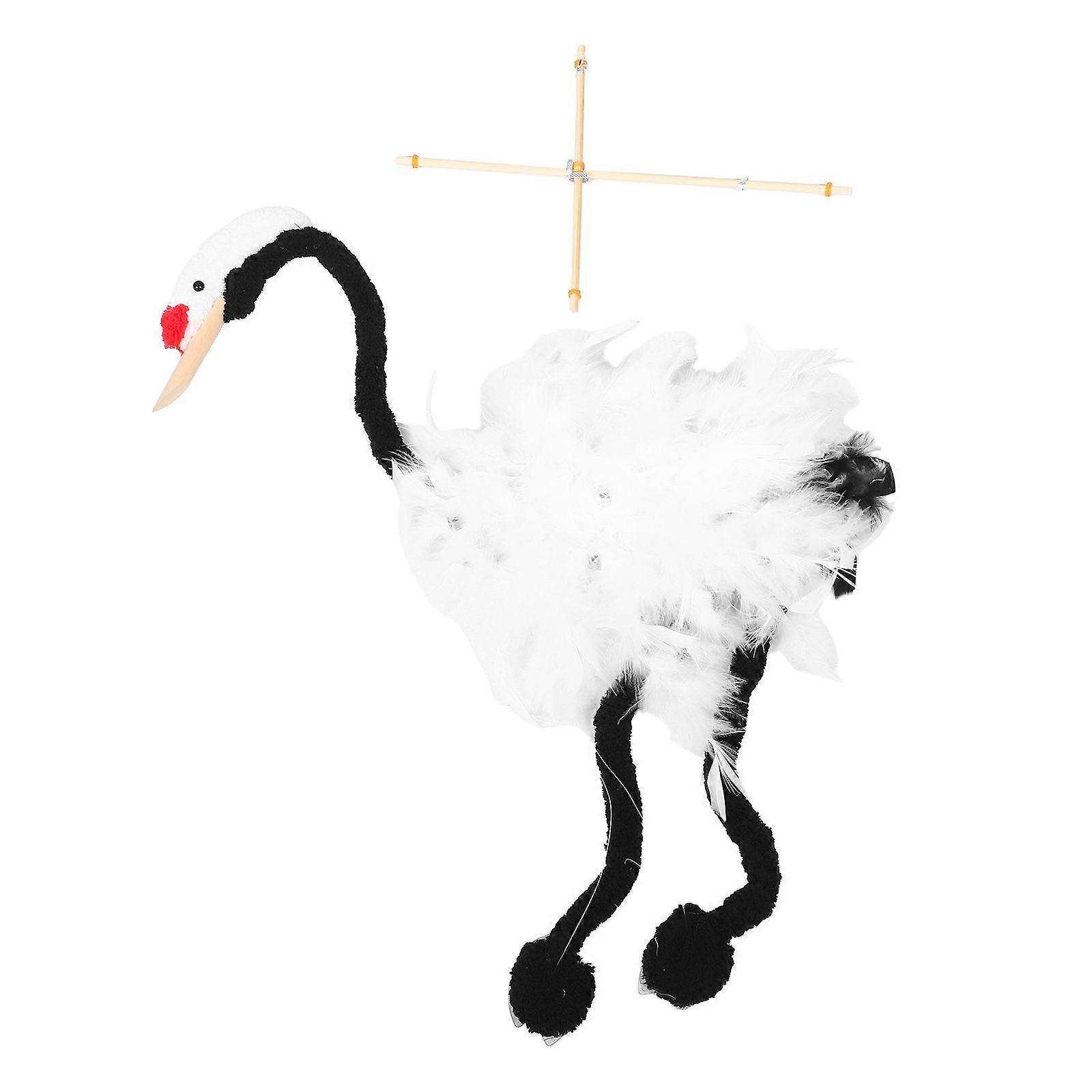 Handcrafted Crane Marionette Toy Unique Wooden Puppet String Animal Plume With Strings For Interactive Play And Teaching Fun