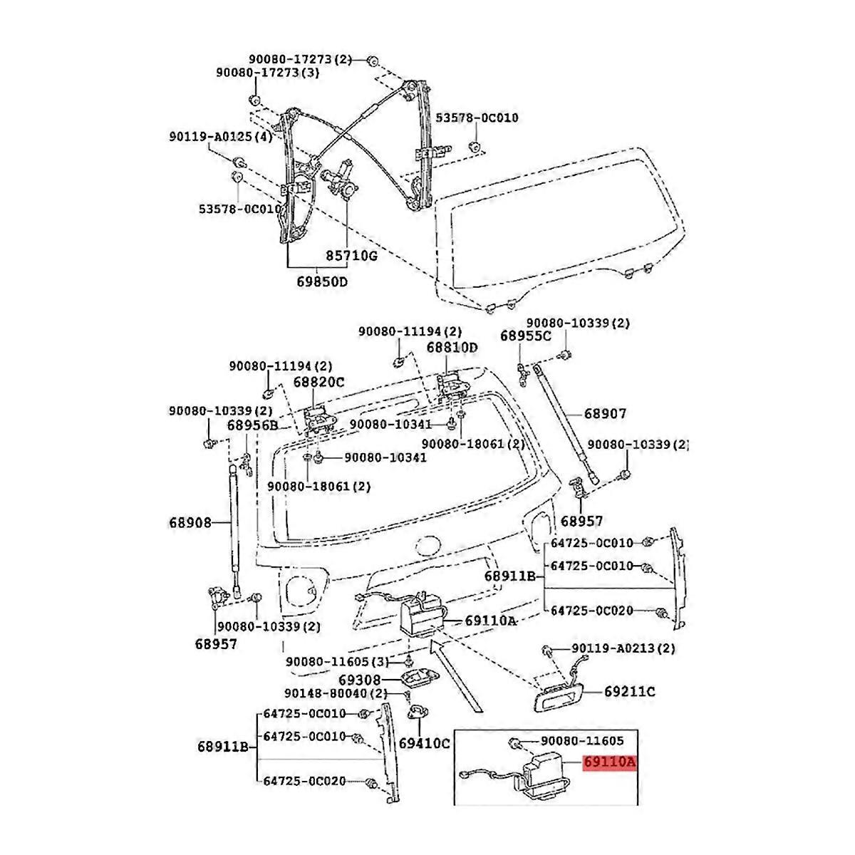 Power Liftgate Boot Trunk Lock Motor Actuator 69110-0C041 for