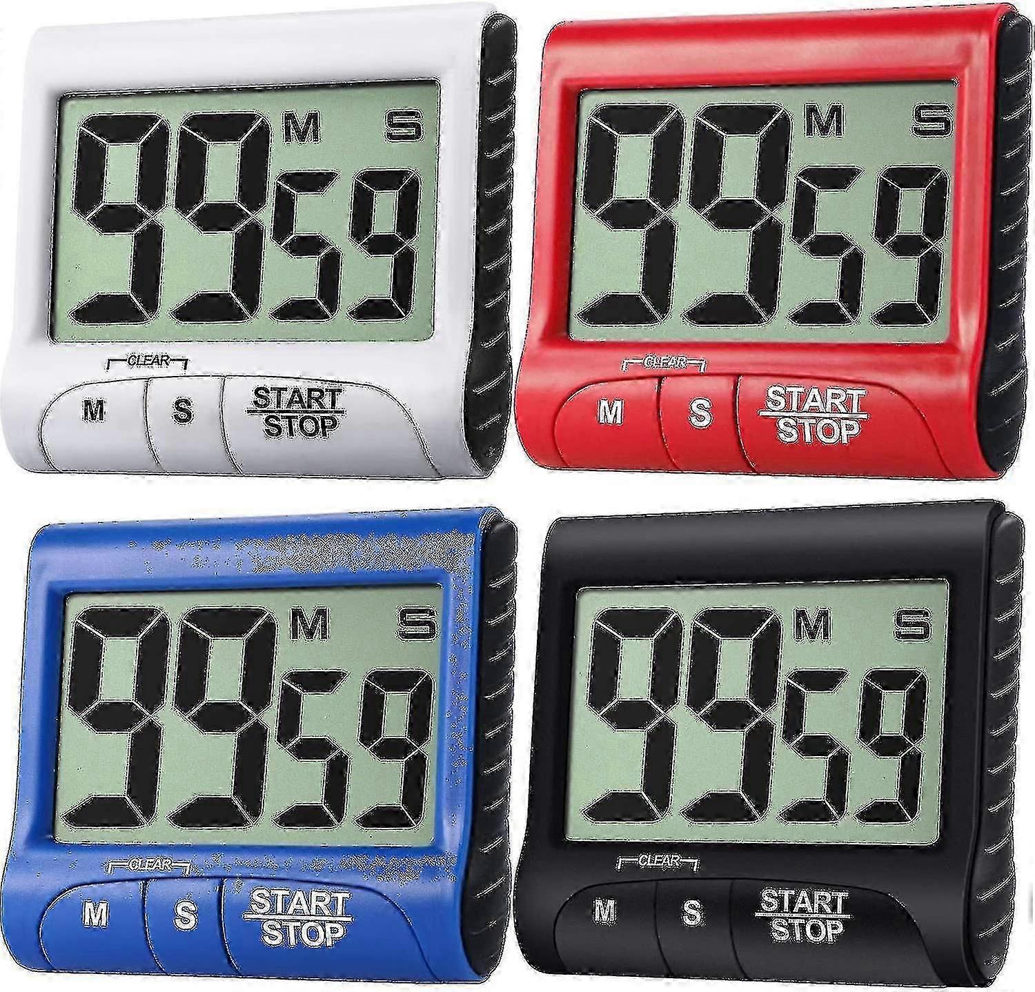 4 Pieces Digital Kitchen Timer Large Display Kitchen Alarm Clock Well