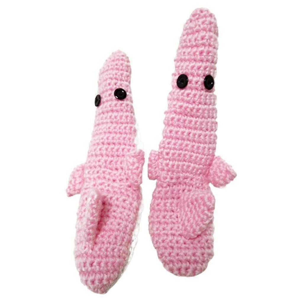 Yürümeye Başlayan Çocuklar Bebek Tığ İşi Örme Buzağı Çorap Yenilik Komik 3D Geniş Ağızlı Köpekbalığı Isırık Terlik Karikatür Hayvan Çorap Pembe M