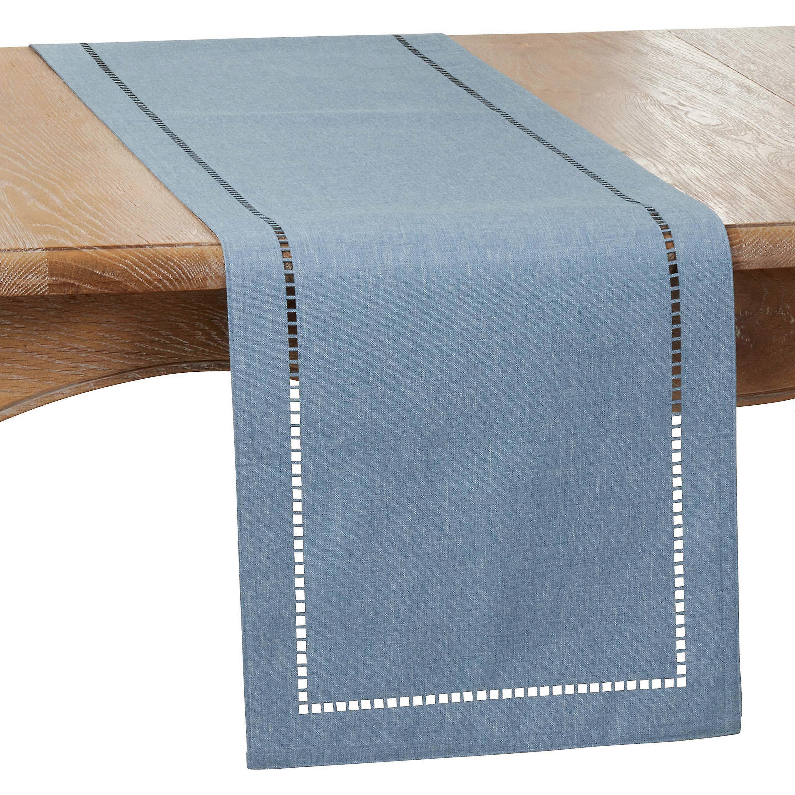 Laser-Cut Hemstitch Table Runner 60 x 14 Inches For Dining Table, Rectangular Runner